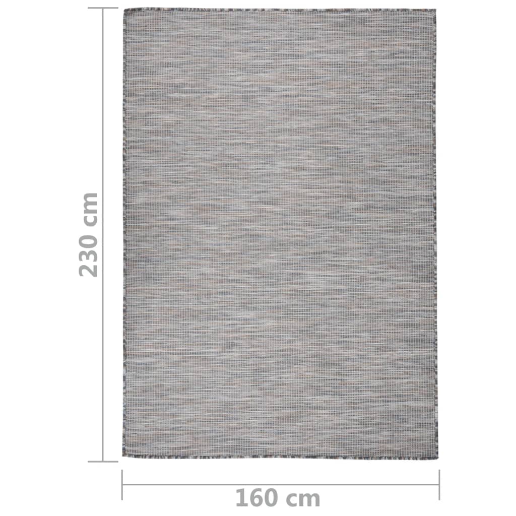Buitenkleed platgeweven 160x230 cm bruin en blauw