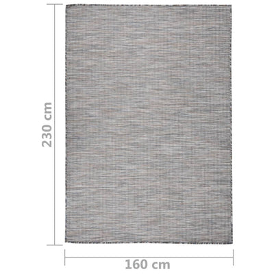 Buitenkleed platgeweven 160x230 cm bruin en blauw