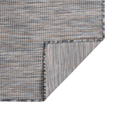 Buitenkleed platgeweven 200x280 cm bruin en blauw