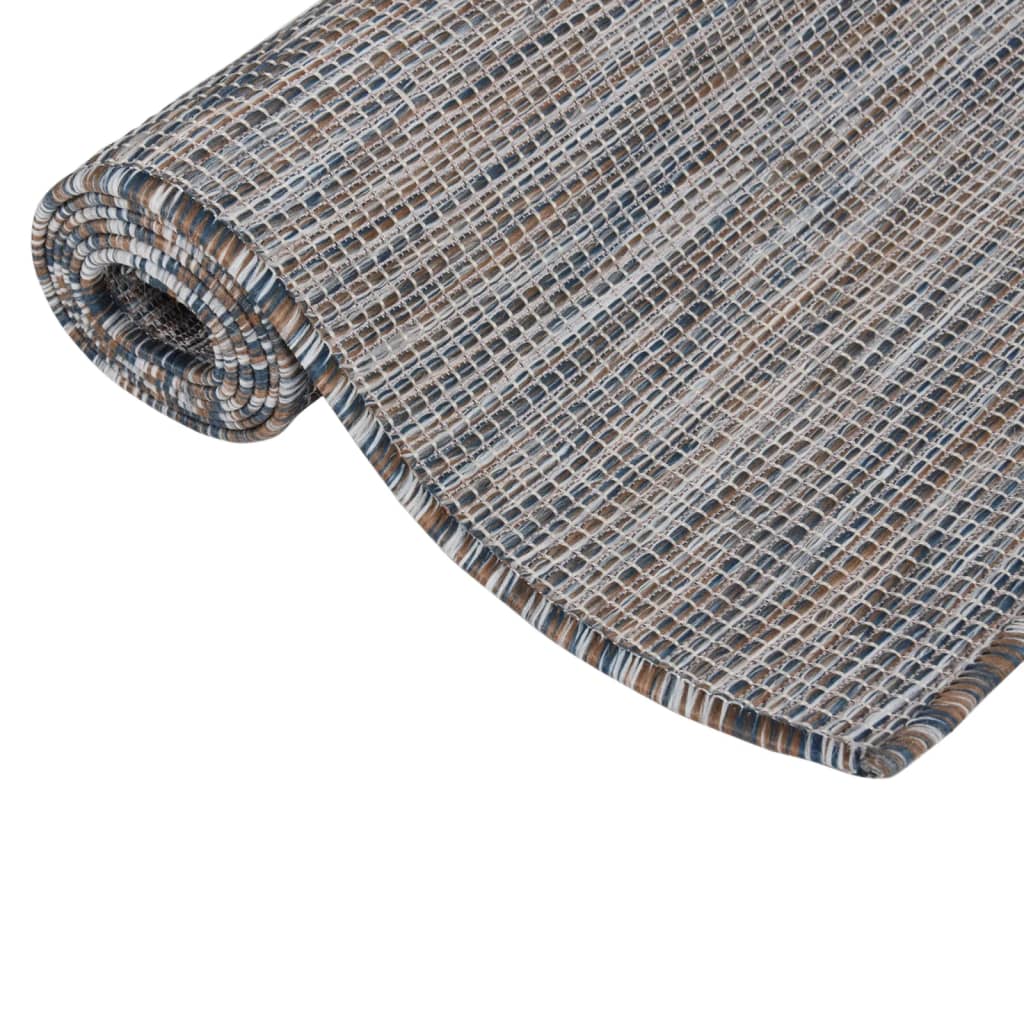 Buitenkleed platgeweven 200x280 cm bruin en blauw