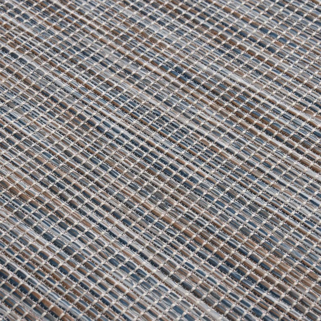 Buitenkleed platgeweven 200x280 cm bruin en blauw