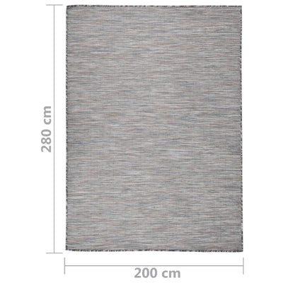 Buitenkleed platgeweven 200x280 cm bruin en blauw
