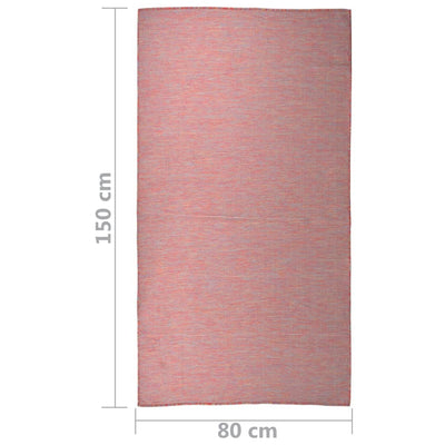 Buitenkleed platgeweven 80x150 cm rood
