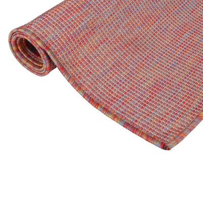 Buitenkleed platgeweven 80x250 cm rood