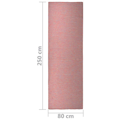 Buitenkleed platgeweven 80x250 cm rood