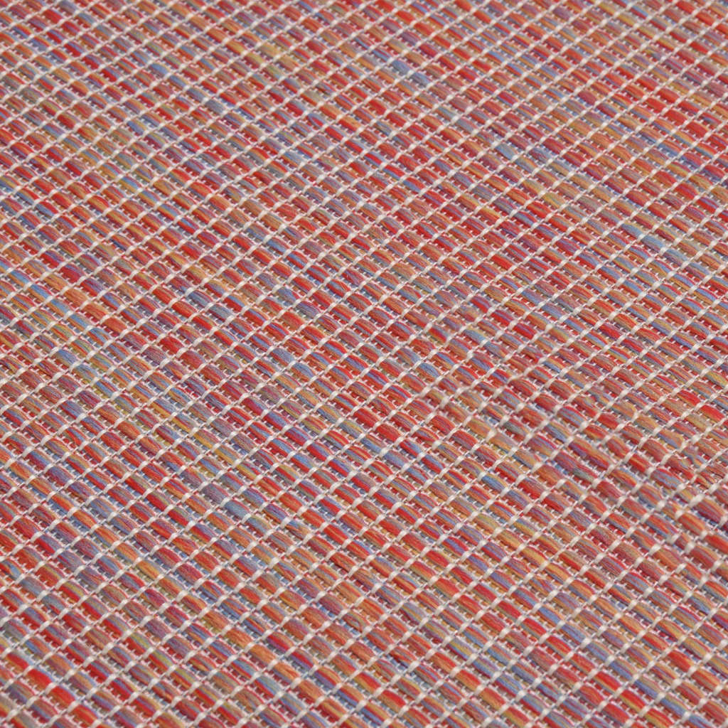 Buitenkleed platgeweven 100x200 cm rood
