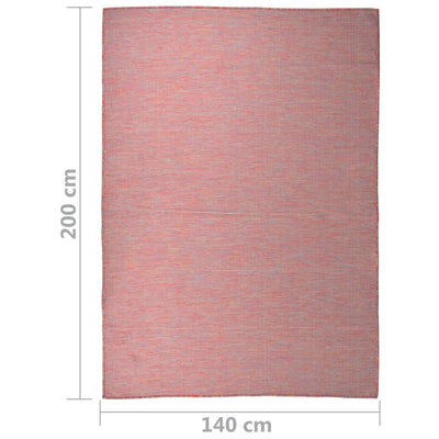 Buitenkleed platgeweven 140x200 cm rood