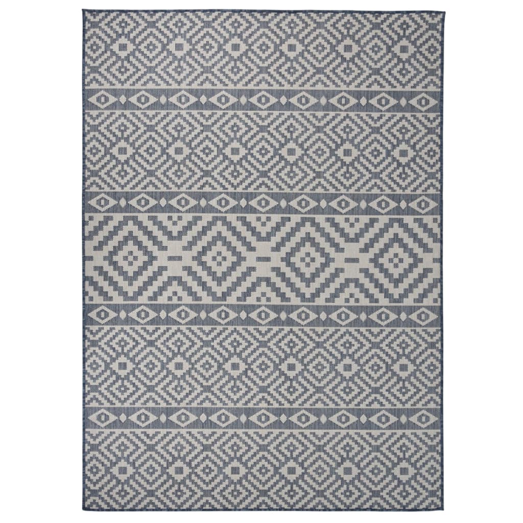 Buitenkleed met patroon platgeweven 200x280 cm blauw