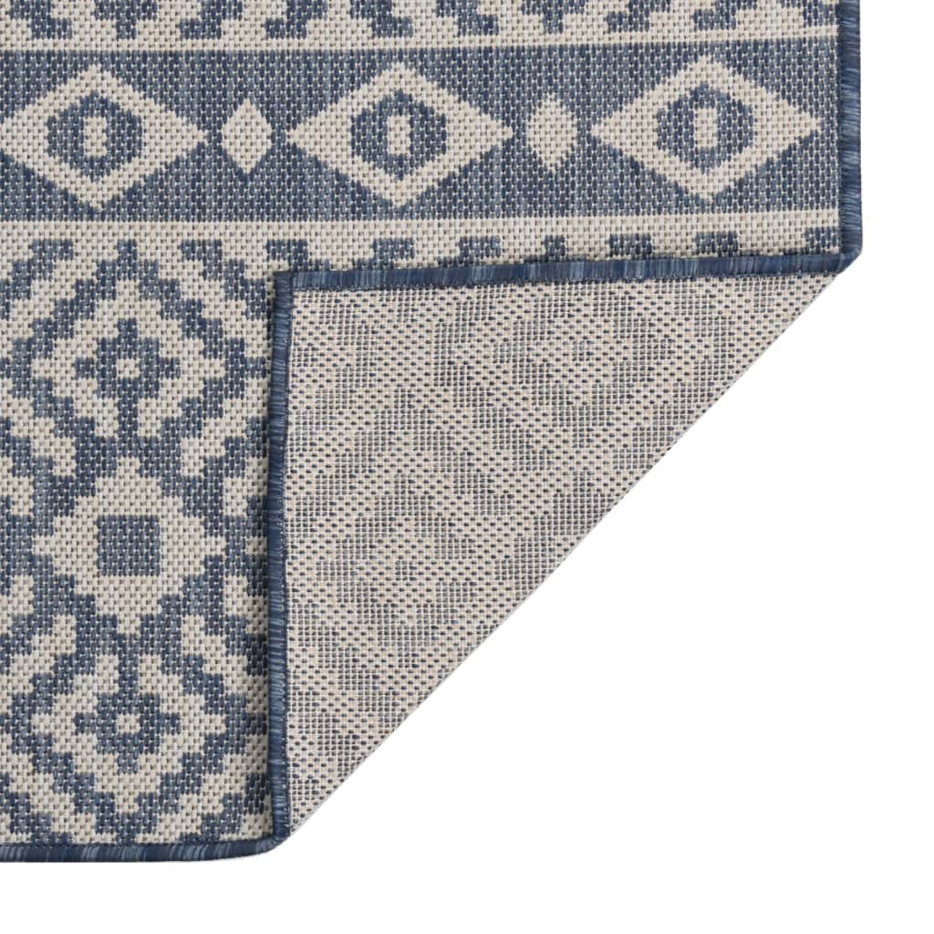 Buitenkleed met patroon platgeweven 200x280 cm blauw