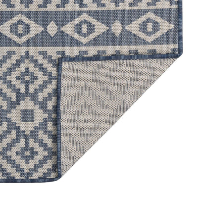 Buitenkleed met patroon platgeweven 200x280 cm blauw