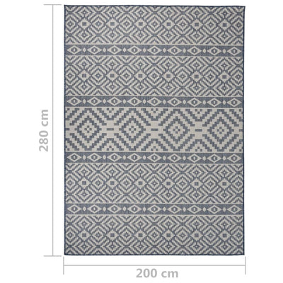 Buitenkleed met patroon platgeweven 200x280 cm blauw