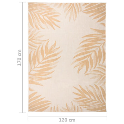 Buitenkleed met bladpatroon platgeweven 120x170 cm