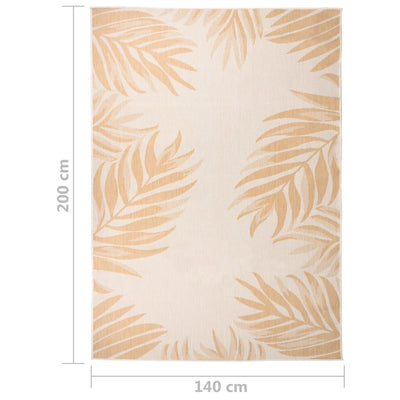 Buitenkleed met bladpatroon platgeweven 140x200 cm