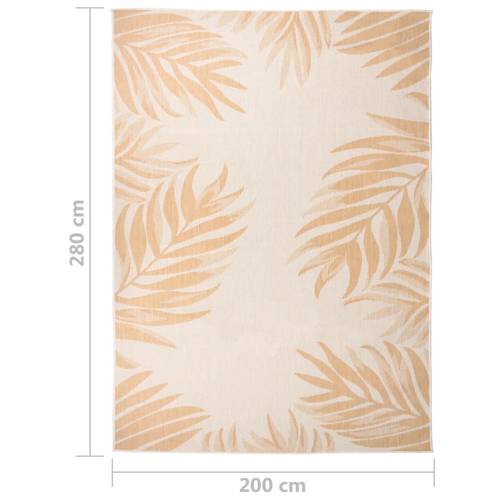Buitenkleed met bladpatroon platgeweven 200x280 cm