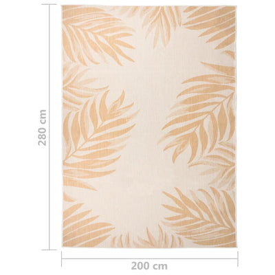 Buitenkleed met bladpatroon platgeweven 200x280 cm