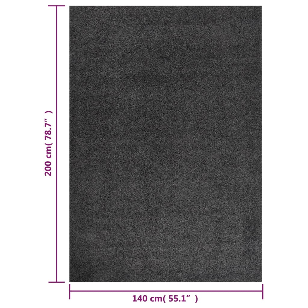 Vloerkleed shaggy hoogpolig 140x200 cm antracietkleurig