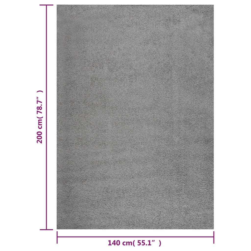 Vloerkleed shaggy hoogpolig 140x200 cm grijs