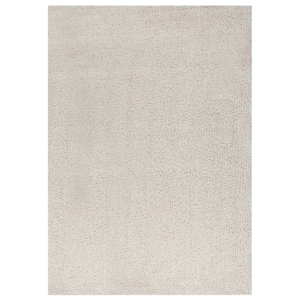 Vloerkleed shaggy hoogpolig 120x170 cm crèmekleurig