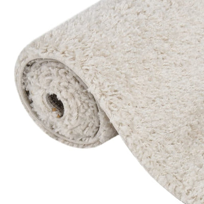 Vloerkleed shaggy hoogpolig 120x170 cm crèmekleurig