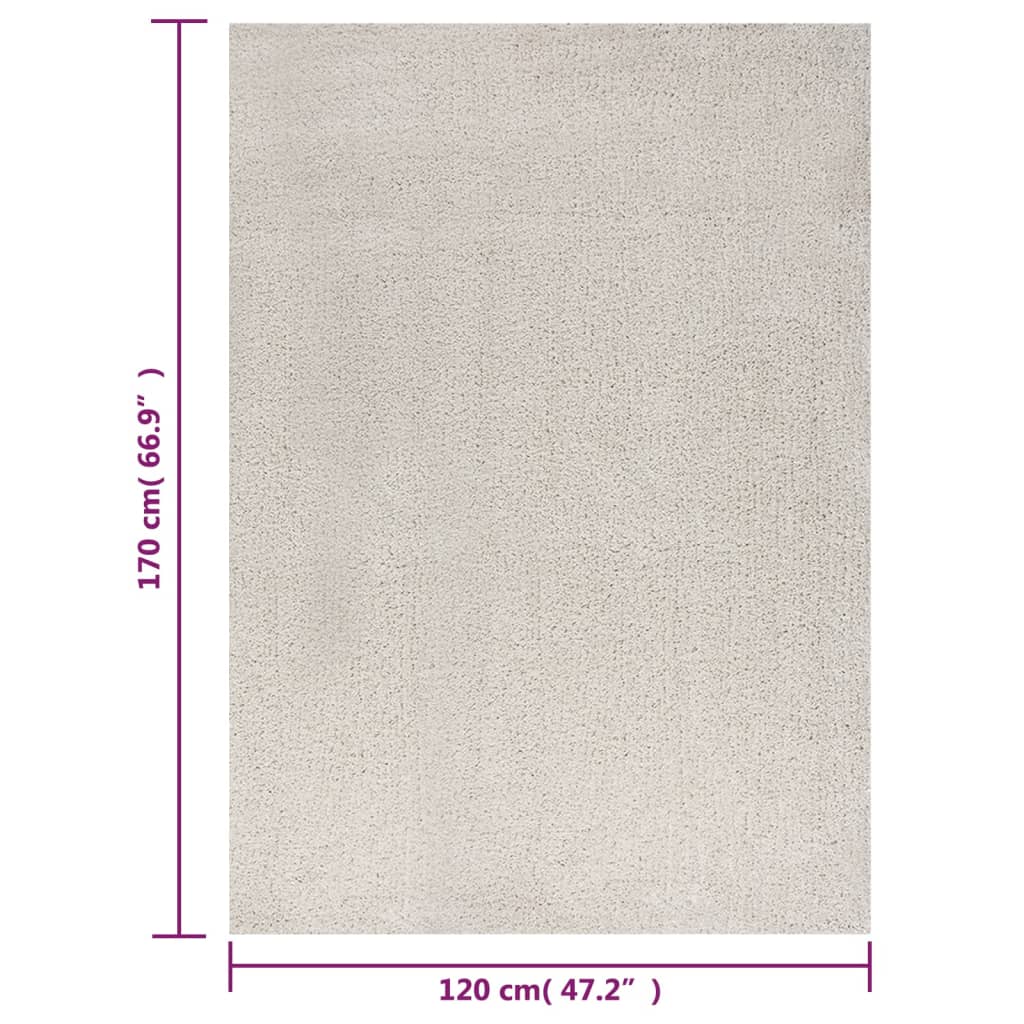 Vloerkleed shaggy hoogpolig 120x170 cm crèmekleurig