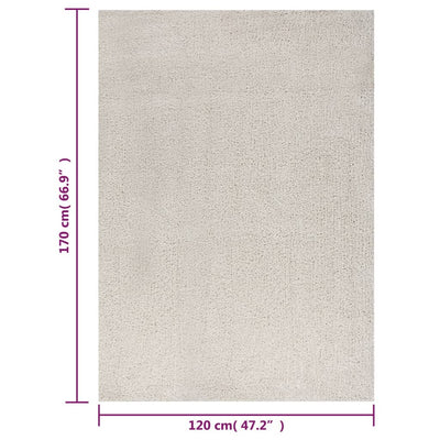 Vloerkleed shaggy hoogpolig 120x170 cm crèmekleurig
