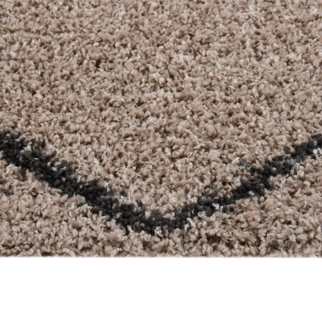 Vloerkleed shaggy hoogpolig 140x200 cm beige en antracietkleur