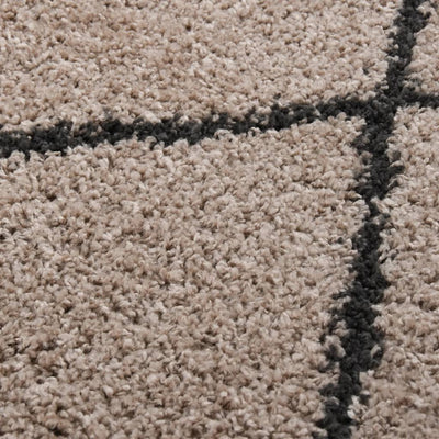 Vloerkleed shaggy hoogpolig 140x200 cm beige en antracietkleur