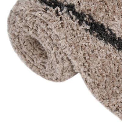 Vloerkleed shaggy hoogpolig 140x200 cm beige en antracietkleur