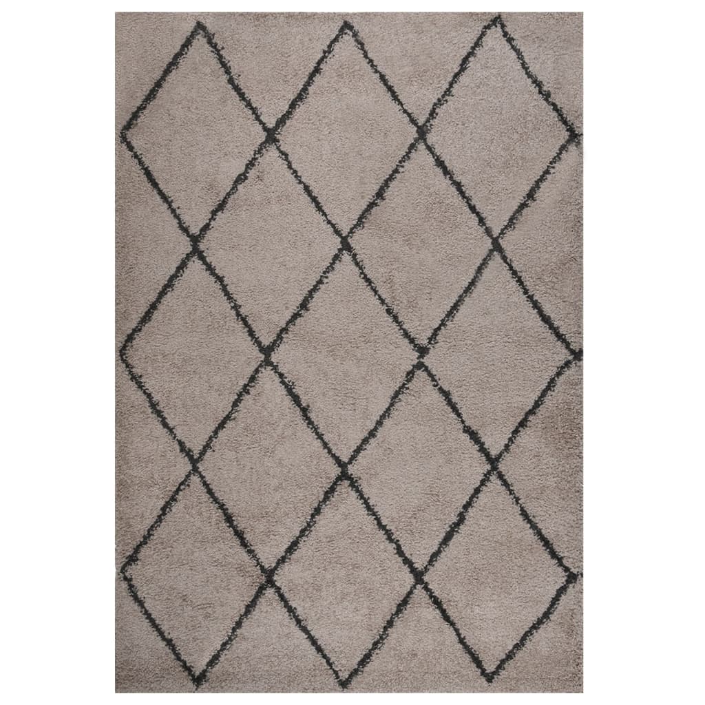 Vloerkleed shaggy hoogpolig 160x230 cm beige en antracietkleur