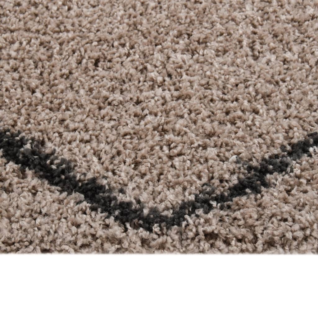 Vloerkleed shaggy hoogpolig 200x290 cm beige en antracietkleur
