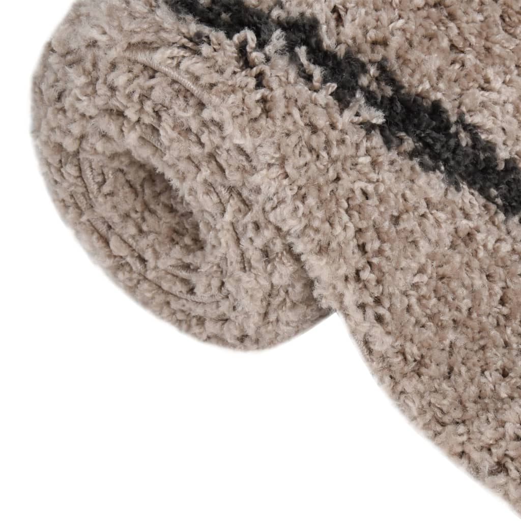 Vloerkleed shaggy hoogpolig 200x290 cm beige en antracietkleur