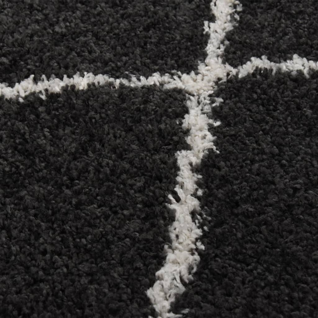 Vloerkleed shaggy hoogpolig 80x150 cm crème- en antracietkleur