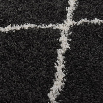 Vloerkleed shaggy hoogpolig 80x150 cm crème- en antracietkleur
