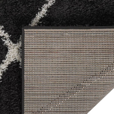 Vloerkleed shaggy hoogpolig 80x150 cm crème- en antracietkleur