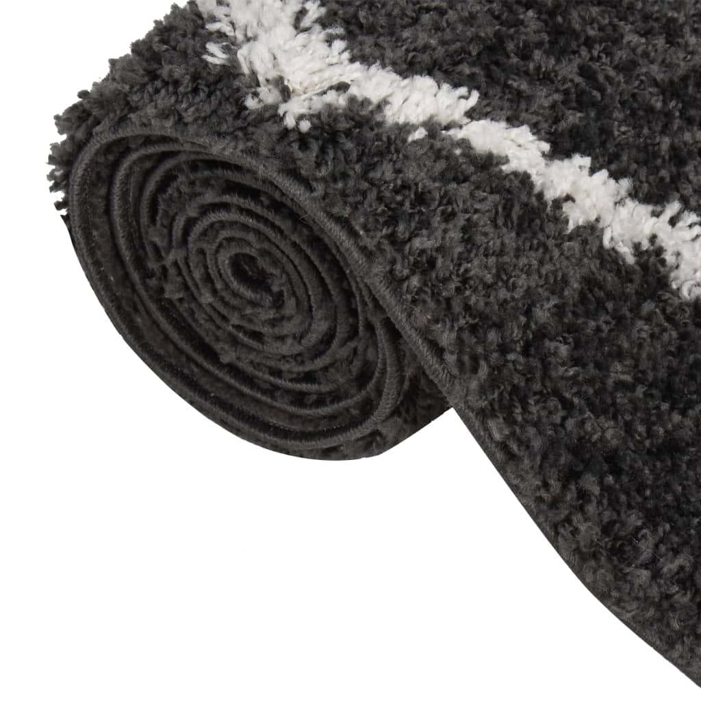 Vloerkleed shaggy hoogpolig 120x170 cm crème- en antracietkleur