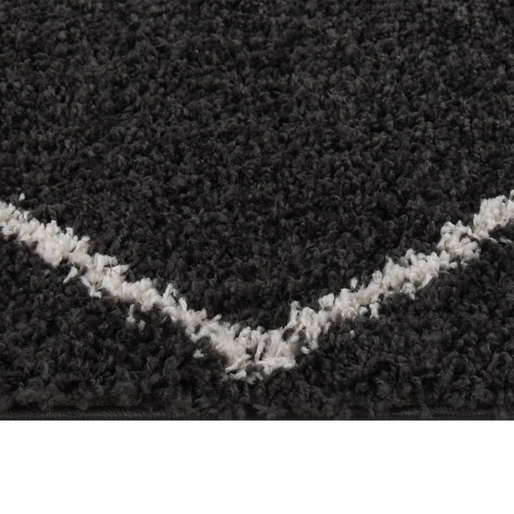 Vloerkleed shaggy hoogpolig 160x230 cm crème- en antracietkleur