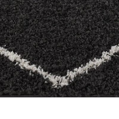 Vloerkleed shaggy hoogpolig 160x230 cm crème- en antracietkleur