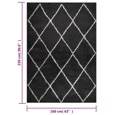 Vloerkleed shaggy hoogpolig 160x230 cm crème- en antracietkleur