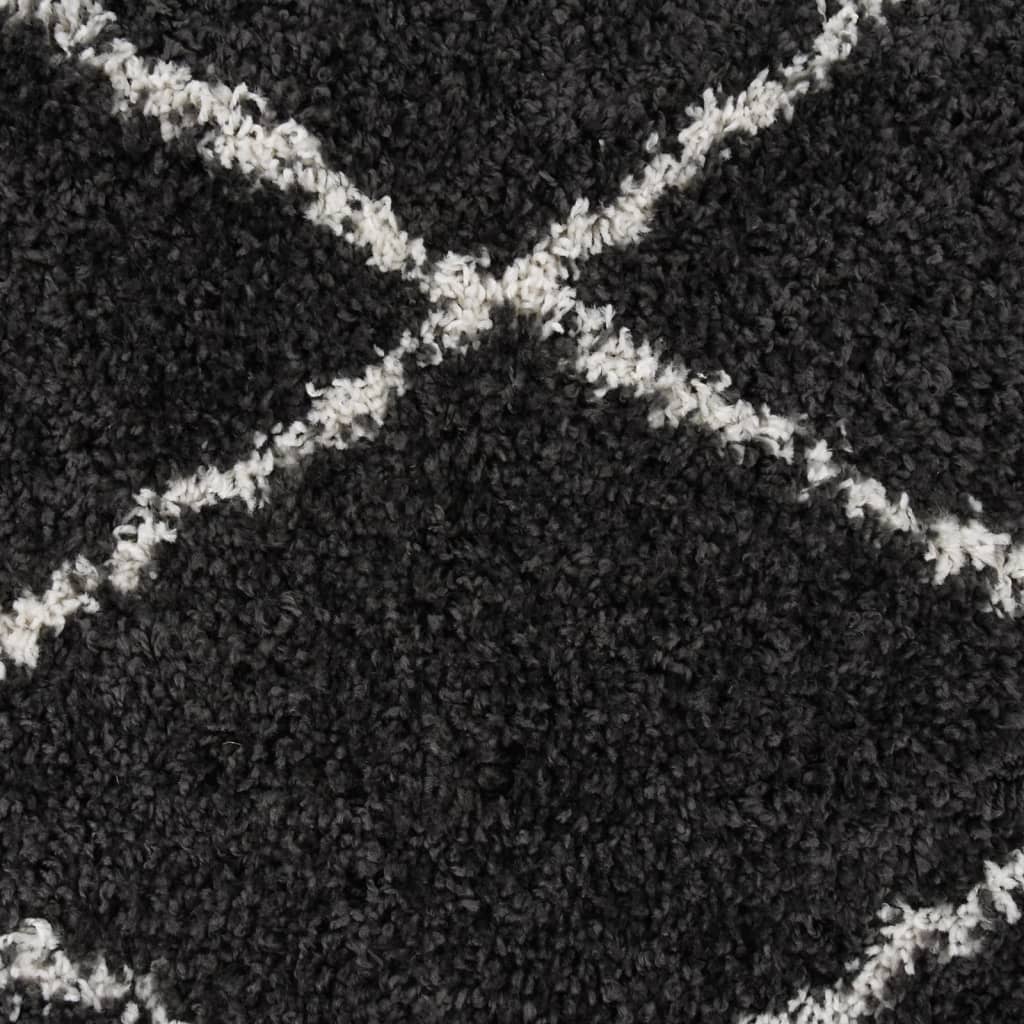 Vloerkleed shaggy hoogpolig φ120 cm crème- en antracietkleur