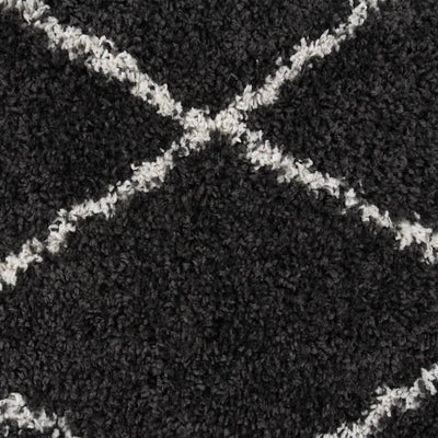 Vloerkleed shaggy hoogpolig φ120 cm crème- en antracietkleur