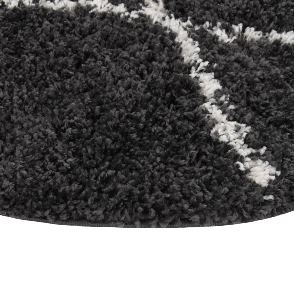 Vloerkleed shaggy hoogpolig φ120 cm crème- en antracietkleur
