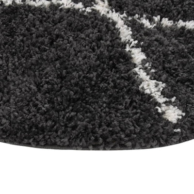 Vloerkleed shaggy hoogpolig φ120 cm crème- en antracietkleur