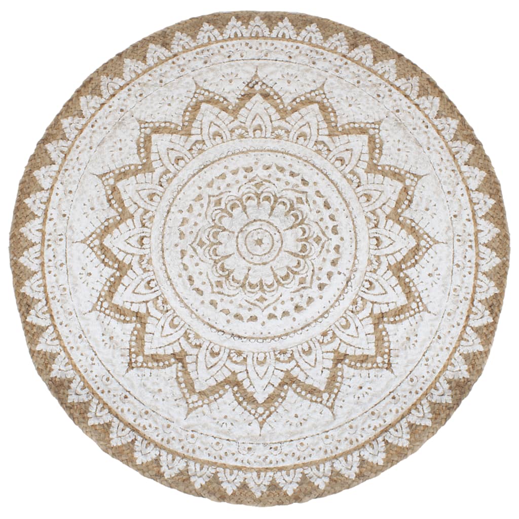 Vloerkleed met print rond 210 cm gevlochten jute