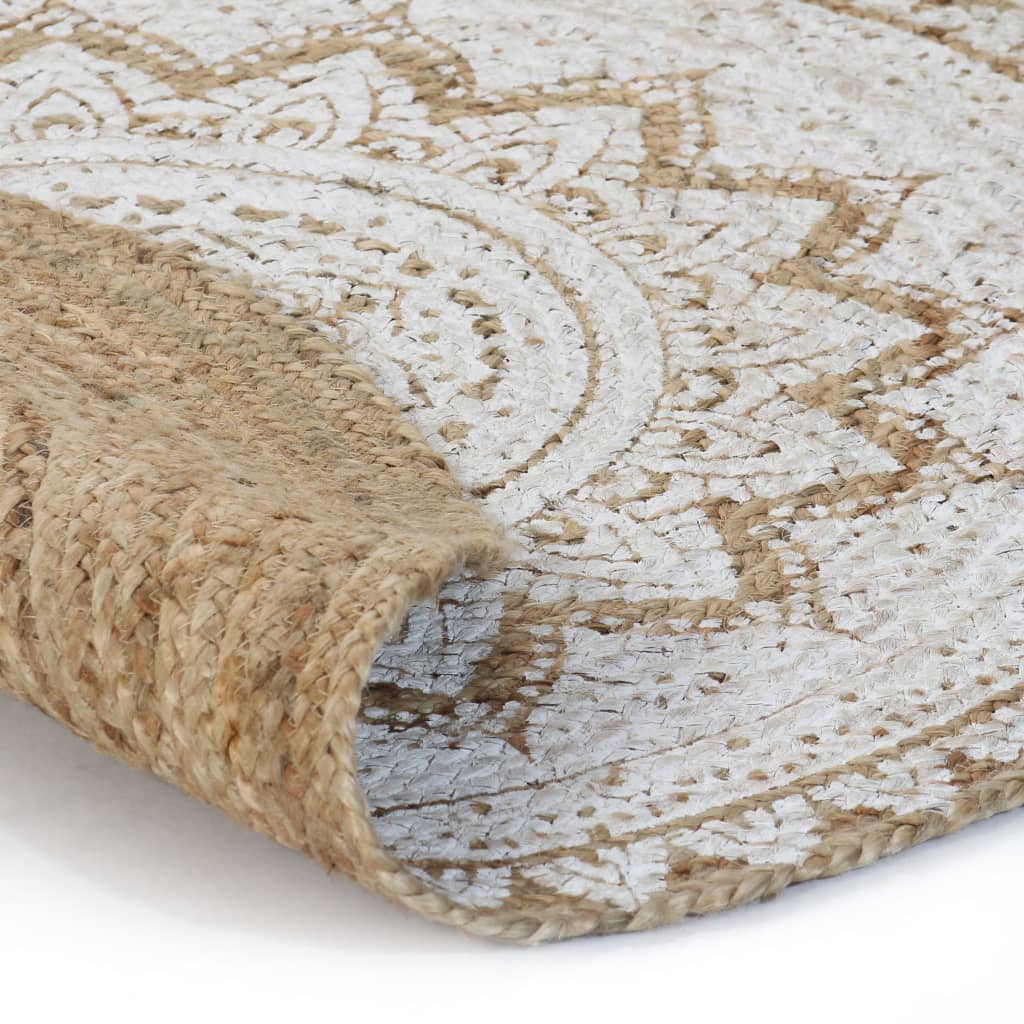 Vloerkleed met print rond 240 cm gevlochten jute