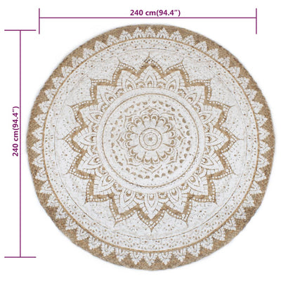 Vloerkleed met print rond 240 cm gevlochten jute