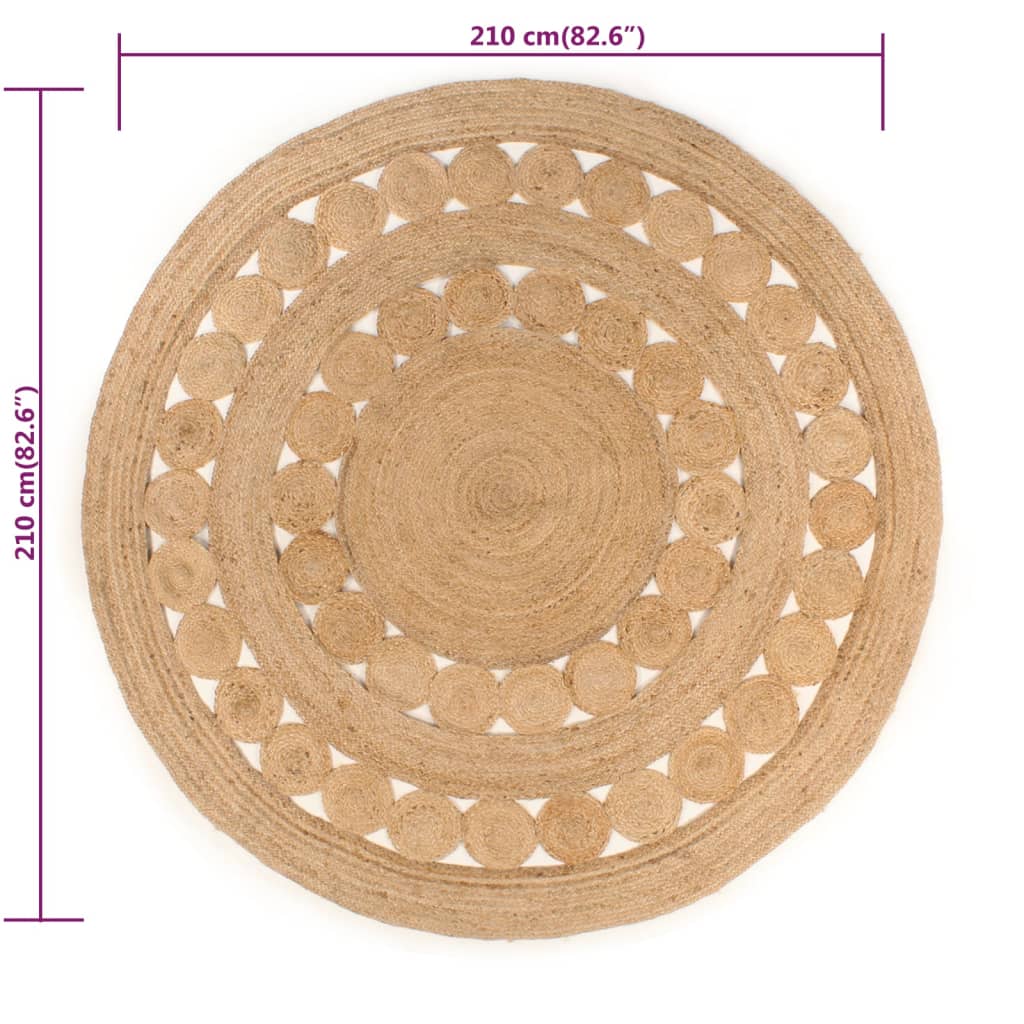 Tapijt met ontwerp rond 210 cm gevlochten jute