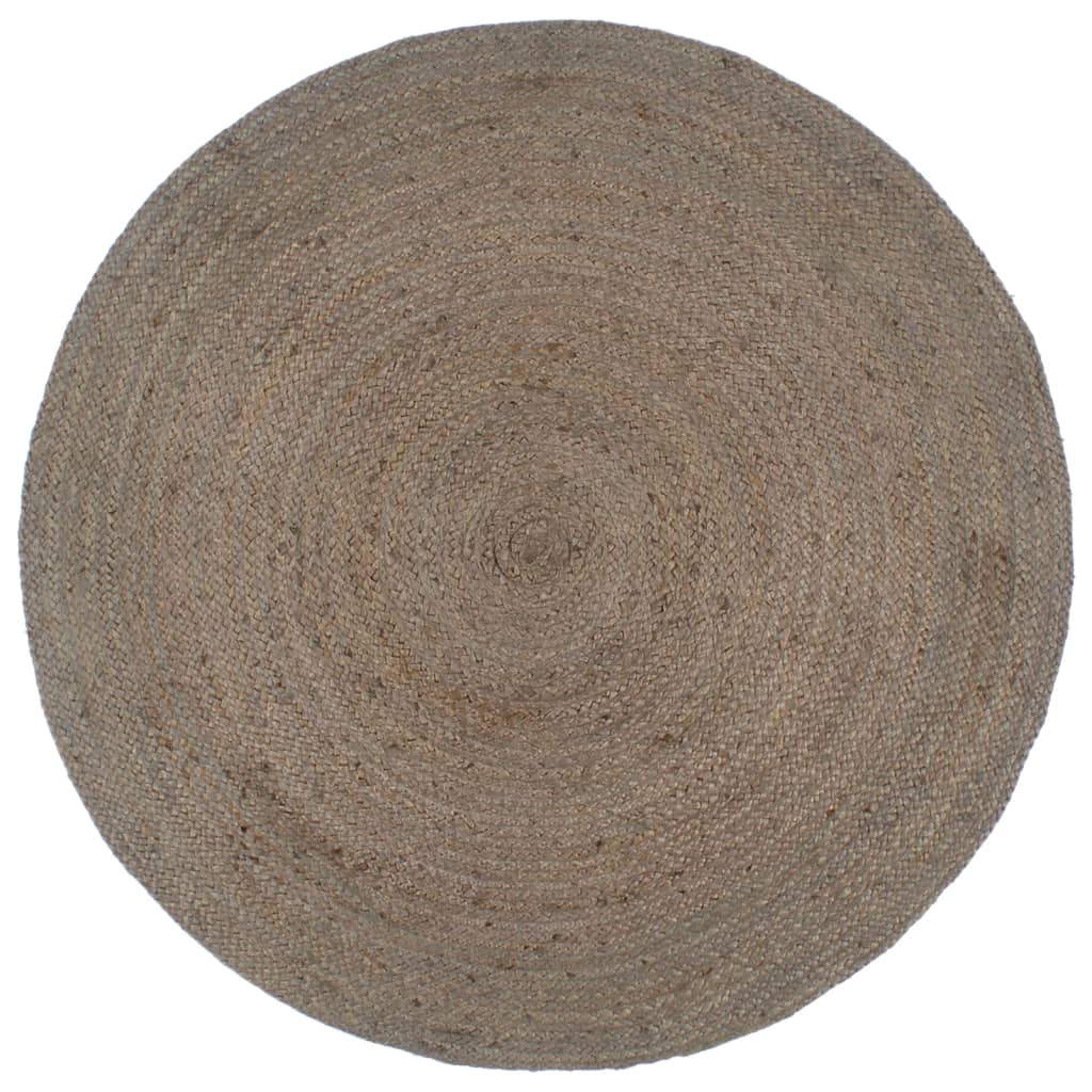 Vloerkleed handgemaakt rond 210 cm jute grijs