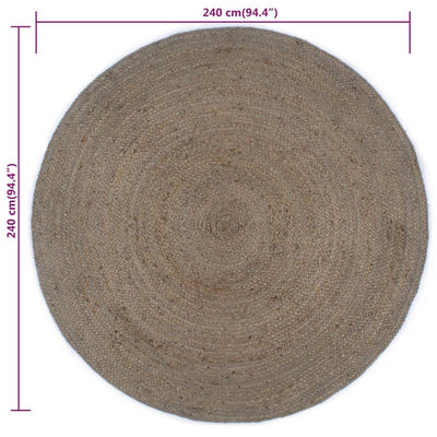 Vloerkleed handgemaakt rond 240 cm jute grijs