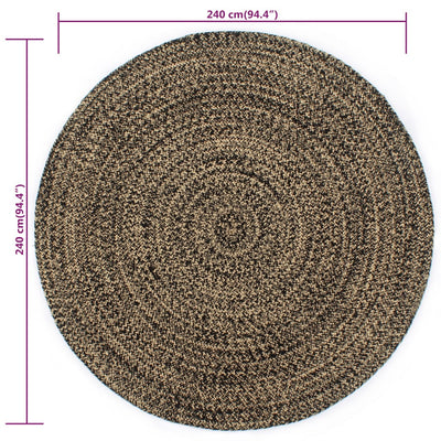 Vloerkleed handgemaakt 240 cm jute zwart en bruin