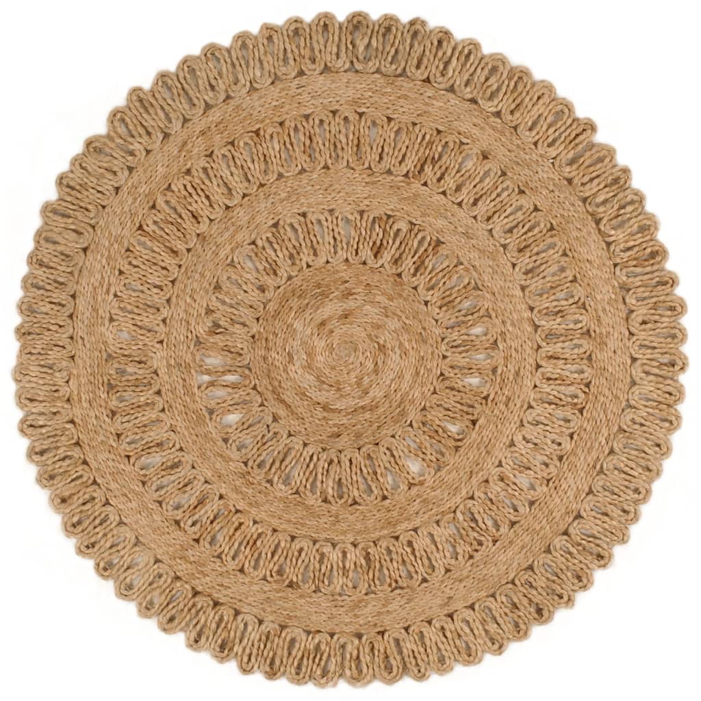 Tapijt rond 90 cm gevlochten jute